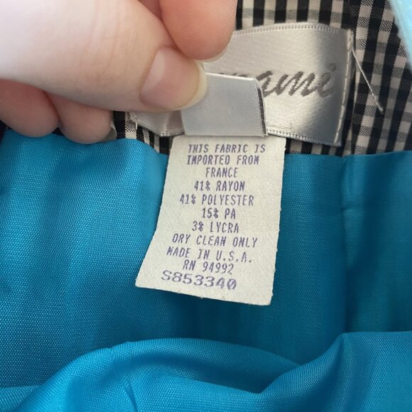 Barami Womens 0 Checkered Black White Pencil Skirt w Blue Trim/Lining - Picture 4 of 8